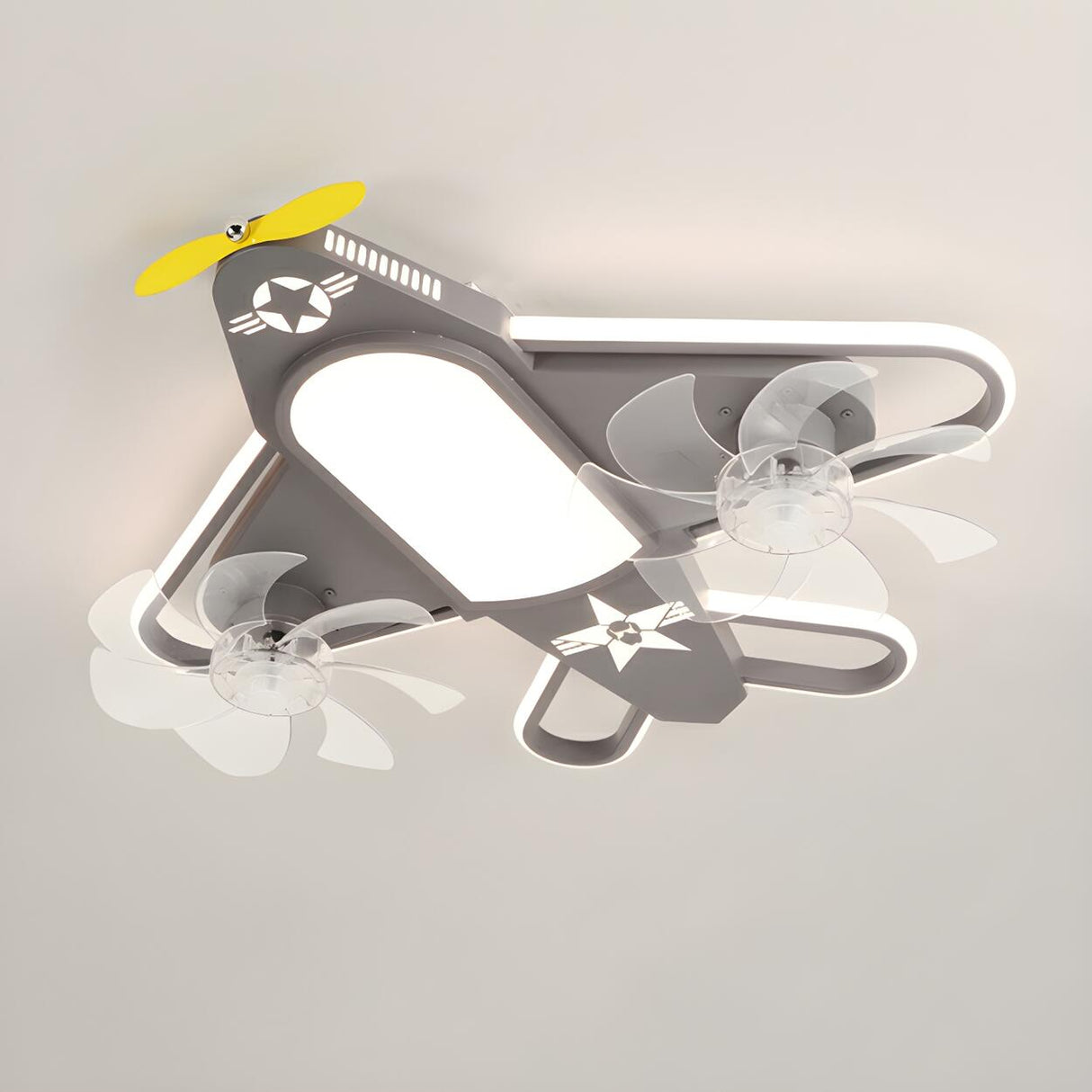 Kids Room Recessed Airplane Ceiling Fan with Light Image - 8