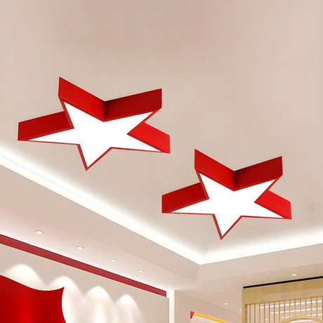 Kids Room Red Pentagram LED Flush Mount Ceiling Light Image - 1