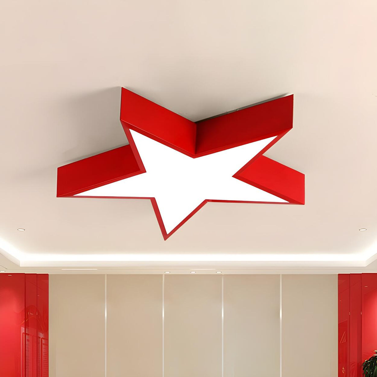 Kids Room Red Pentagram LED Flush Mount Ceiling Light Image - 6