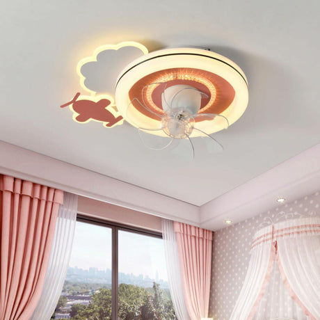 Kids Room Remote Geometric Modern Ceiling Fan Light Image - 1