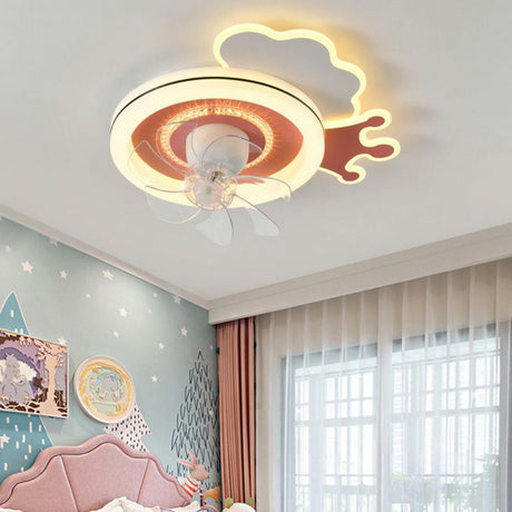 Kids Room Remote Geometric Modern Ceiling Fan Light Image - 2