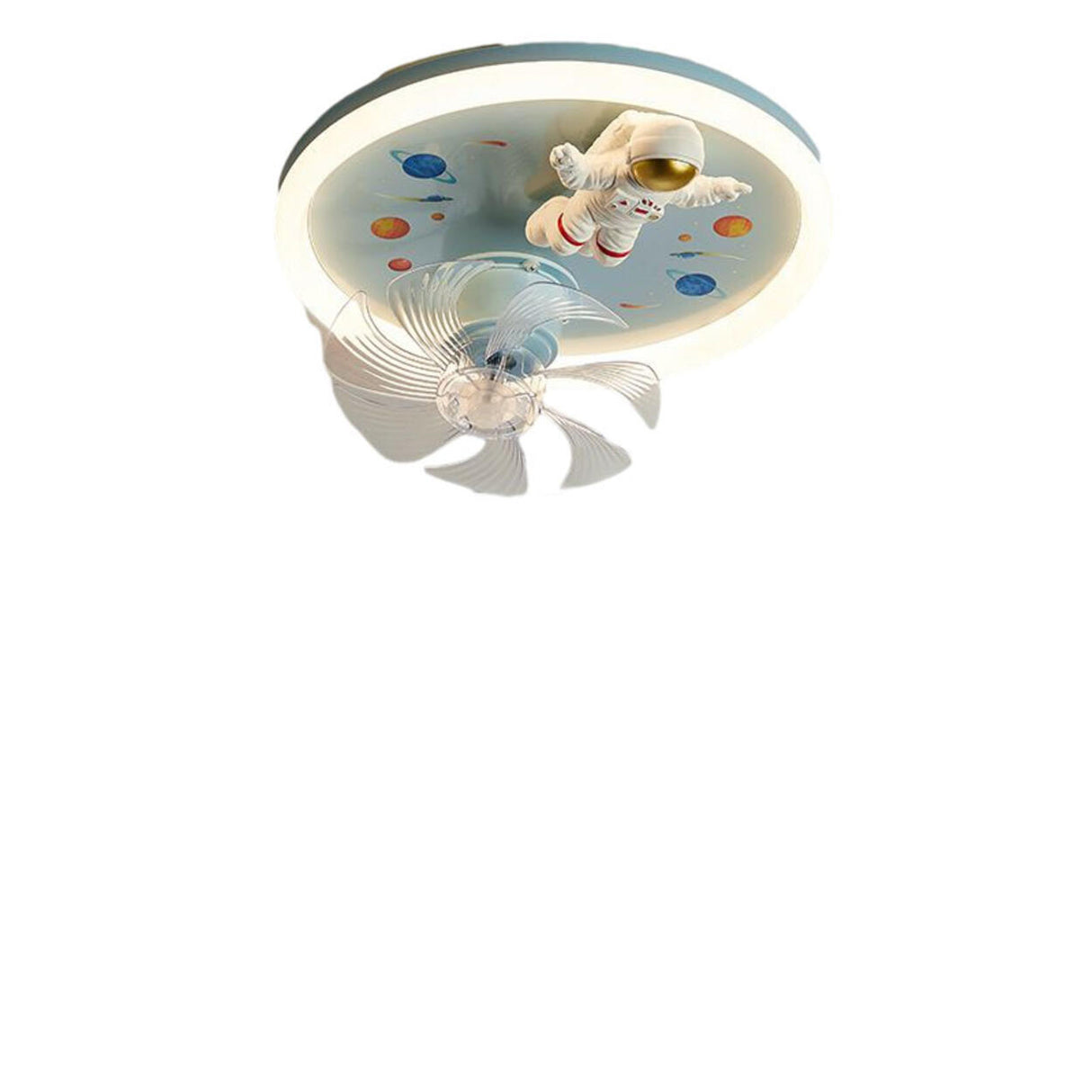 Kids Room Remote Round 7 Blade Unicorn Ceiling Fan Lamp Image - 3