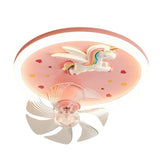 Kids Room Remote Round 7 Blade Unicorn Ceiling Fan Lamp Image - 7