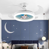 Kids Room Remote Round Cartoon Ceiling Fan with Light Image - 3