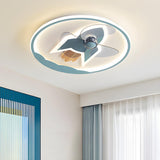 Kids Room Rocket Ring Modern Ceiling Fan with Light Image - 1