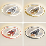 Kids Room Rocket Ring Modern Ceiling Fan with Light Image - 14