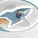 Kids Room Rocket Ring Modern Ceiling Fan with Light Image - 16