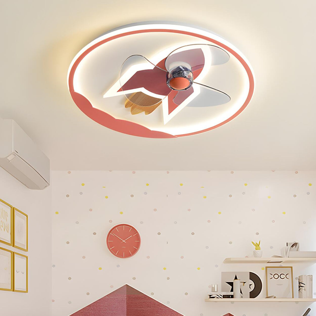 Kids Room Rocket Ring Modern Ceiling Fan with Light Image - 19