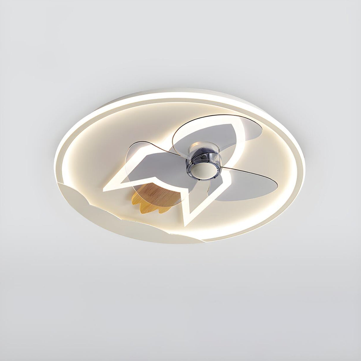 Kids Room Rocket Ring Modern Ceiling Fan with Light Image - 3