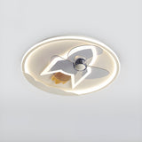 Kids Room Rocket Ring Modern Ceiling Fan with Light Image - 3