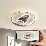 Kids Room Rocket Ring Modern Ceiling Fan with Light Image - 4