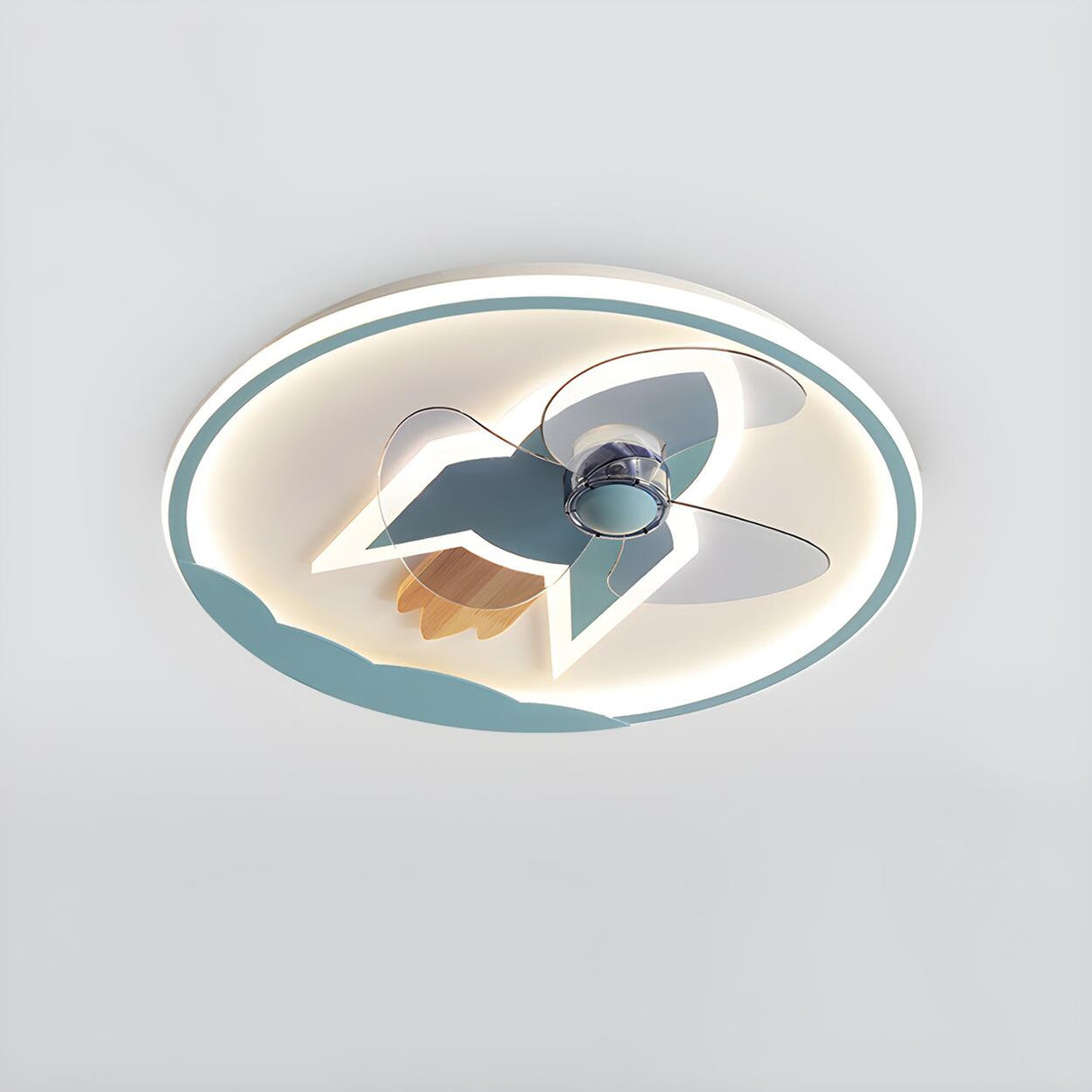 Kids Room Rocket Ring Modern Ceiling Fan with Light Image - 7