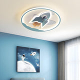 Kids Room Rocket Ring Modern Ceiling Fan with Light Image - 8