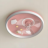 Kids Room Romantic Space-Themed LED Ceiling Fan Light Image - 10