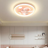 Kids Room Romantic Space-Themed LED Ceiling Fan Light Image - 16