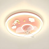 Kids Room Romantic Space-Themed LED Ceiling Fan Light Image - 2