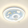 Kids Room Romantic Space-Themed LED Ceiling Fan Light Image - 3