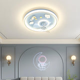 Kids Room Romantic Space-Themed LED Ceiling Fan Light Image - 4