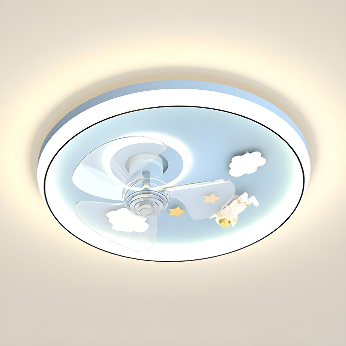 Kids Room Romantic Space-Themed LED Ceiling Fan Light Image - 8