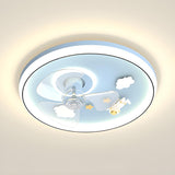 Kids Room Romantic Space-Themed LED Ceiling Fan Light Image - 8