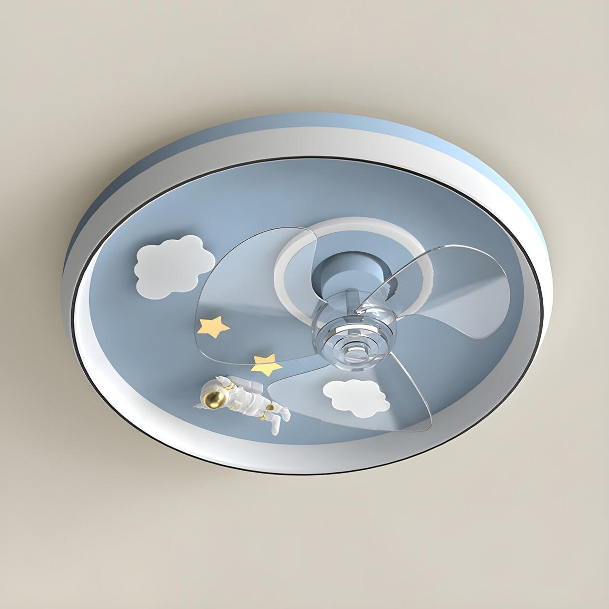 Kids Room Romantic Space-Themed LED Ceiling Fan Light Image - 9