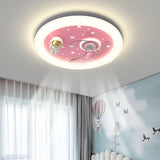 Kids Room Round 3 Blades Astronaut Ceiling Fan Light Image - 1