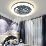 Kids Room Round 3 Blades Astronaut Ceiling Fan Light Image - 3