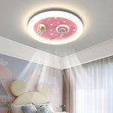 Kids Room Round 3 Blades Astronaut Ceiling Fan Light Image - 4