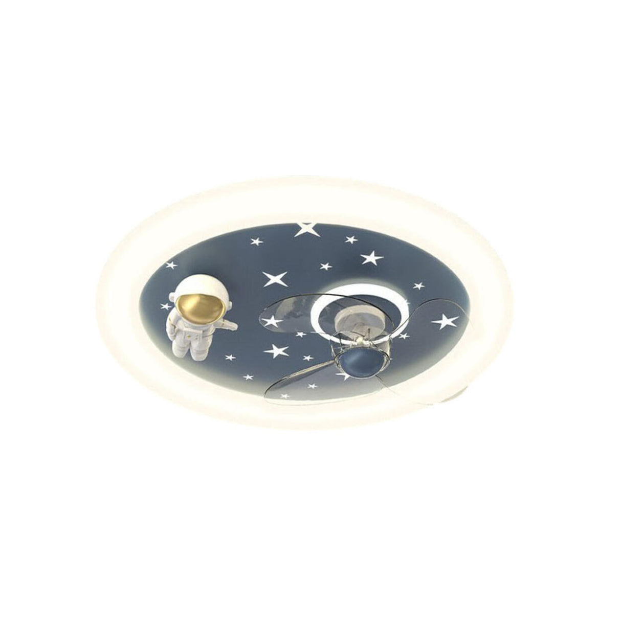 Kids Room Round 3 Blades Astronaut Ceiling Fan Light Image - 5