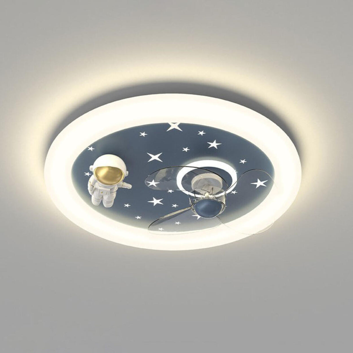 Kids Room Round 3 Blades Astronaut Ceiling Fan Light Image - 6