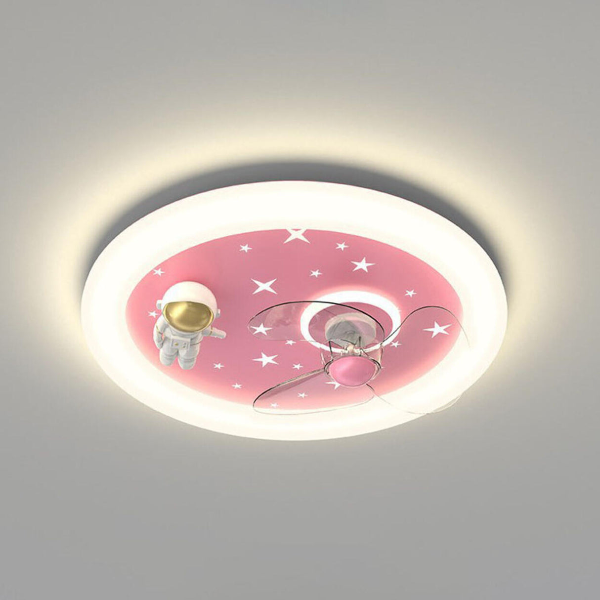 Kids Room Round 3 Blades Astronaut Ceiling Fan Light Image - 7