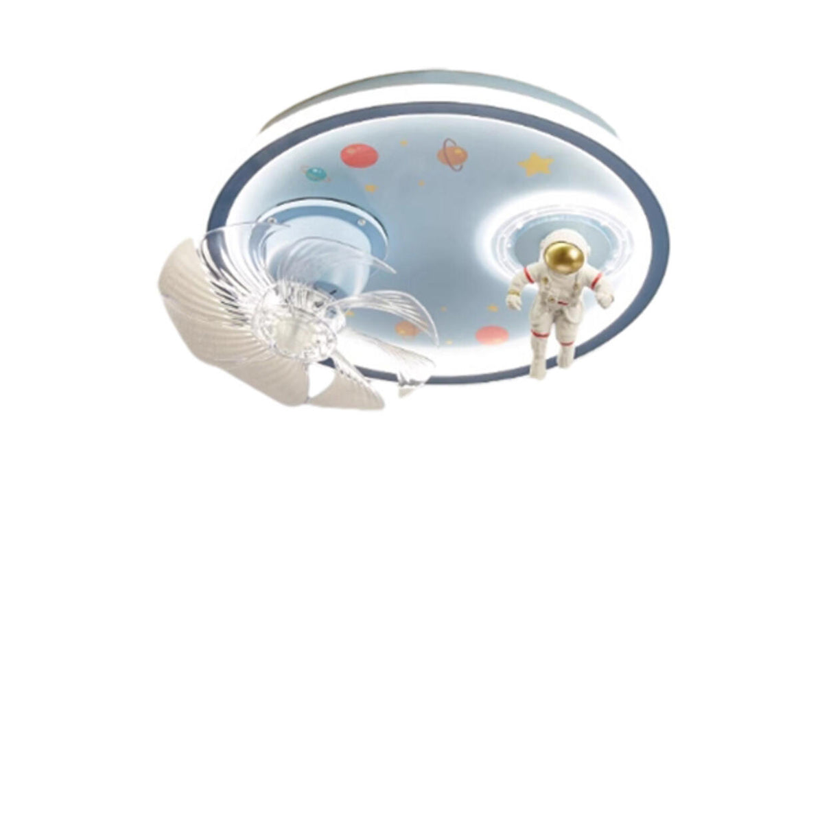 Kids Room Round 8-Blade Space Themed Ceiling Fan Light Image - 7