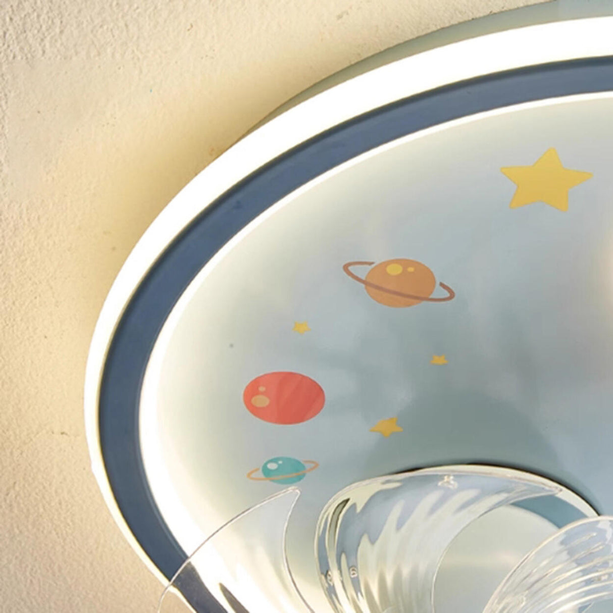 Kids Room Round 8-Blade Space Themed Ceiling Fan Light Image - 9