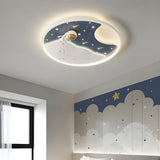 Kids Room Round Astronaut LED Flush Mount Ceiling Light Image - 16