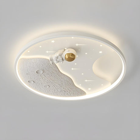 Kids Room Round Astronaut LED Flush Mount Ceiling Light Image - 2