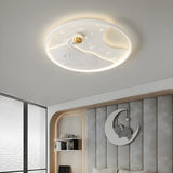 Kids Room Round Astronaut LED Flush Mount Ceiling Light Image - 5