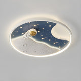 Kids Room Round Astronaut LED Flush Mount Ceiling Light Image - 8