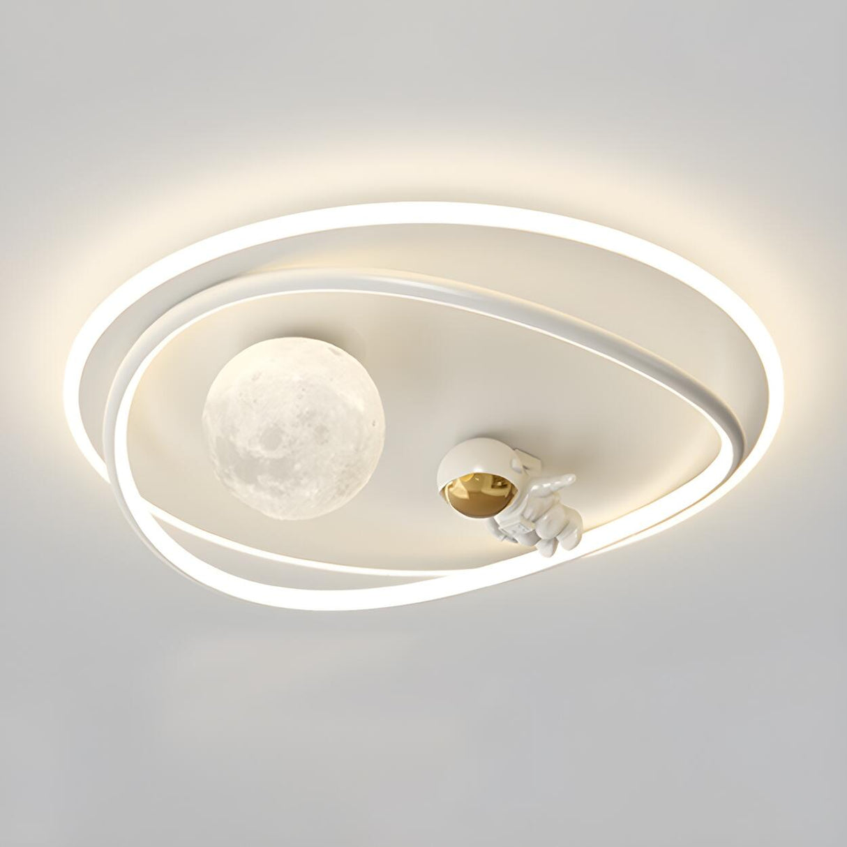 Kids Room Round Astronaut LED Flush Mount Ceiling Light Image - 9