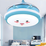 Kids Room Round Cartoon Rabbit LED Ceiling Fan Light Image - 12