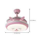 Kids Room Round Cartoon Rabbit LED Ceiling Fan Light Image - 14