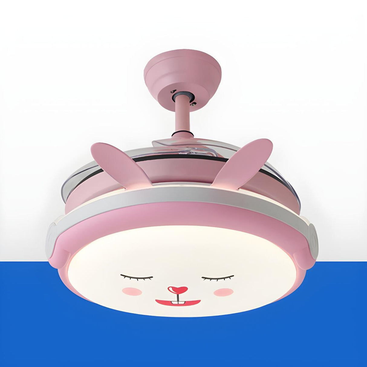 Kids Room Round Cartoon Rabbit LED Ceiling Fan Light Image - 2