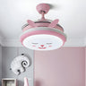 Kids Room Round Cartoon Rabbit LED Ceiling Fan Light Image - 3