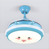 Kids Room Round Cartoon Rabbit LED Ceiling Fan Light Image - 8