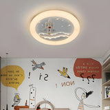 Kids Room Round Rocket Dimmable LED Flush Mount Light Image - 14