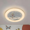 Kids Room Round Rocket Dimmable LED Flush Mount Light Image - 2