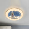 Kids Room Round Rocket Dimmable LED Flush Mount Light Image - 3