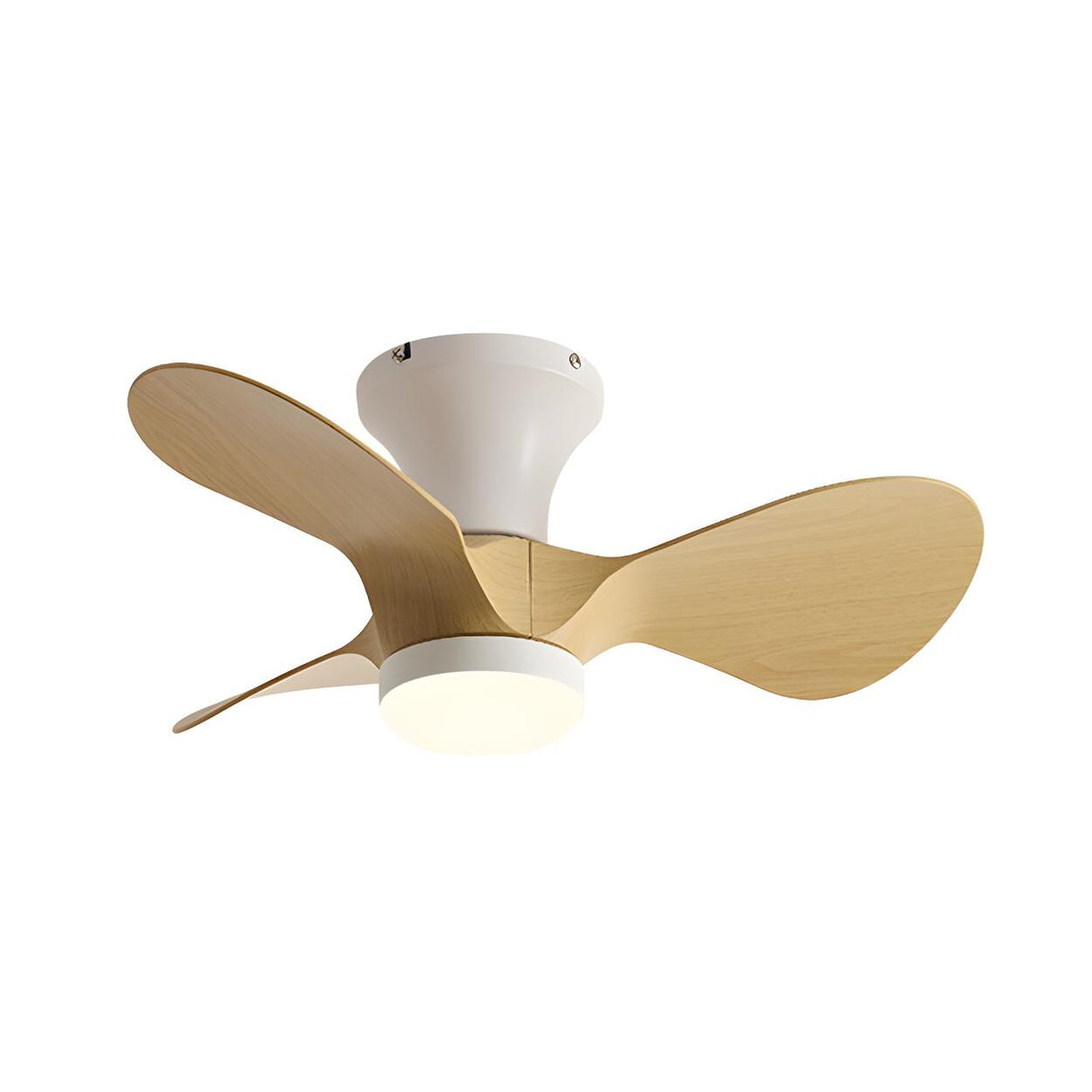 Kids Room Simple 3-Blade Flush Ceiling Fan With Light Image - 10