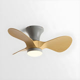 Kids Room Simple 3-Blade Flush Ceiling Fan With Light Image - 11