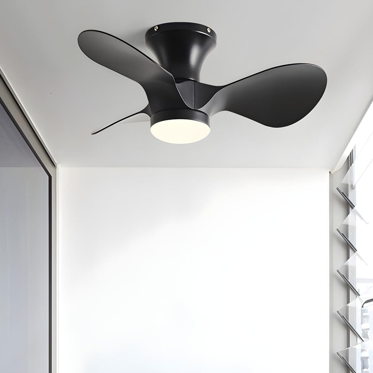 Kids Room Simple 3-Blade Flush Ceiling Fan With Light Image - 17