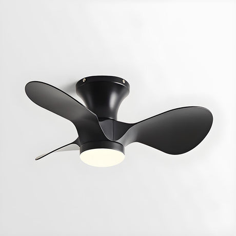 Kids Room Simple 3-Blade Flush Ceiling Fan With Light Image - 2